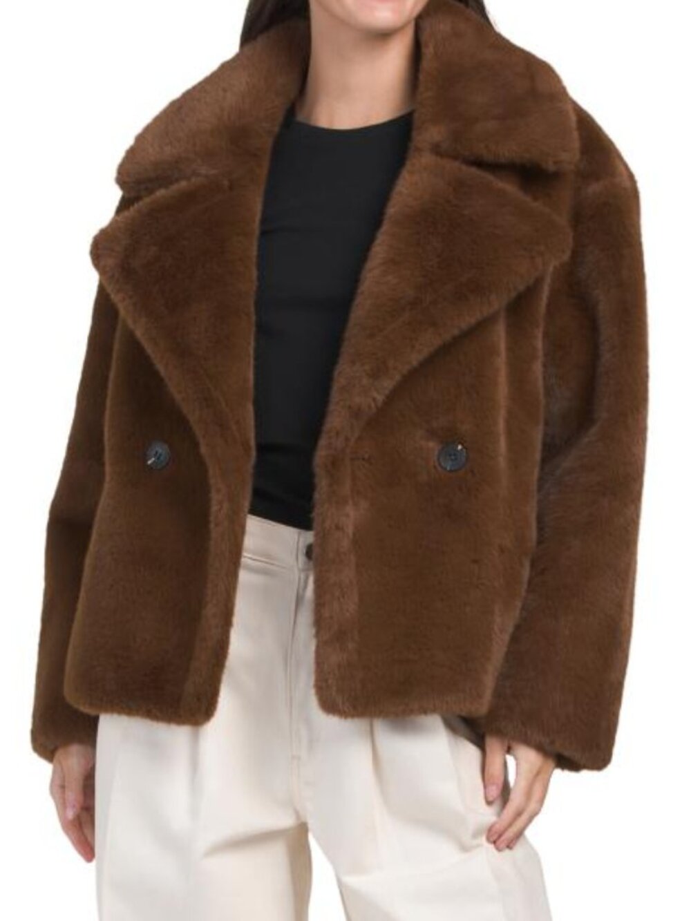 AVEC LES FILLES Cropped Teddy Faux Fur Coat